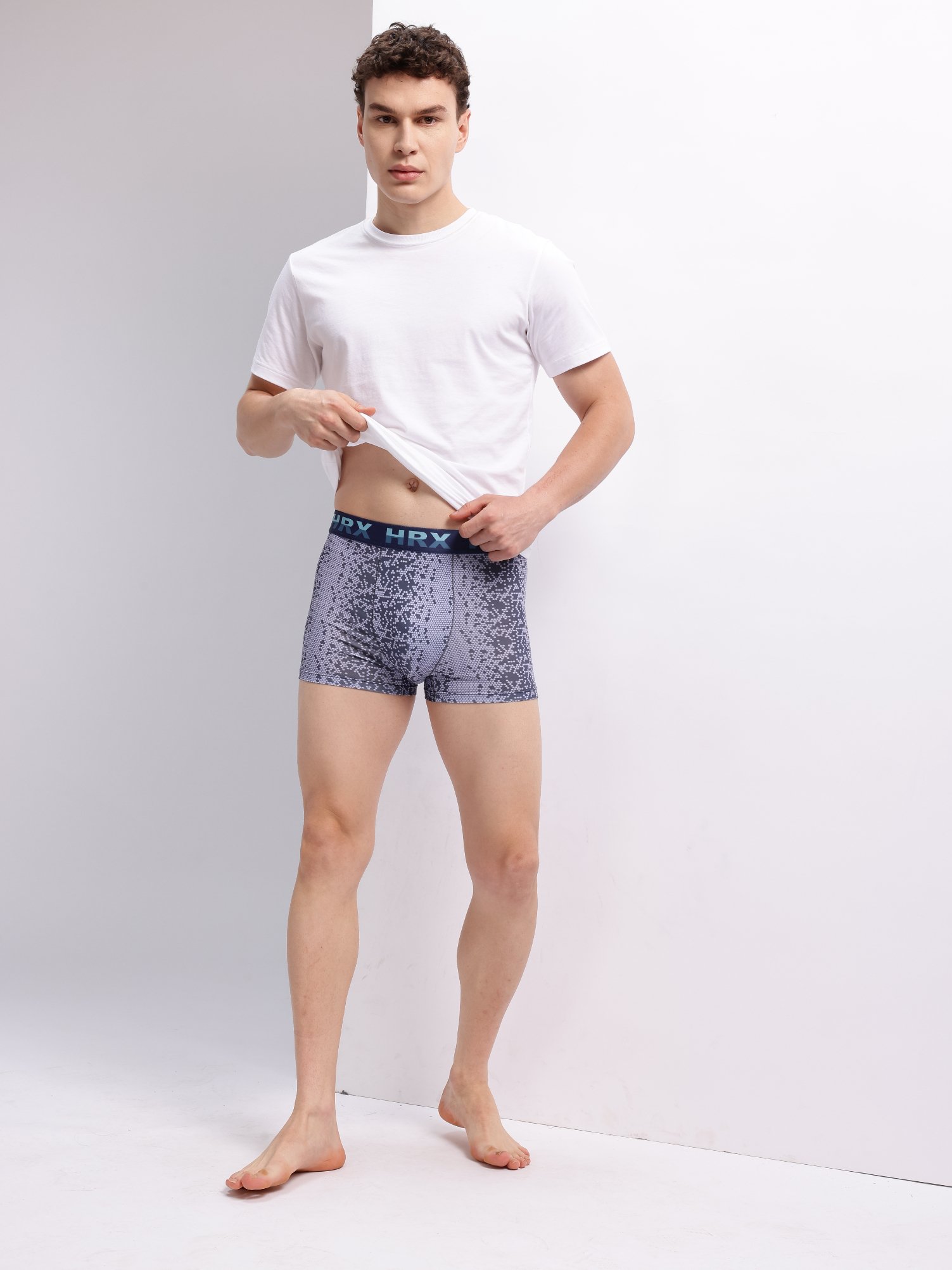 HRX Men's Pack Of 2 Printed Trunks Regular Fit Cotton Blend Underwear - Image 3