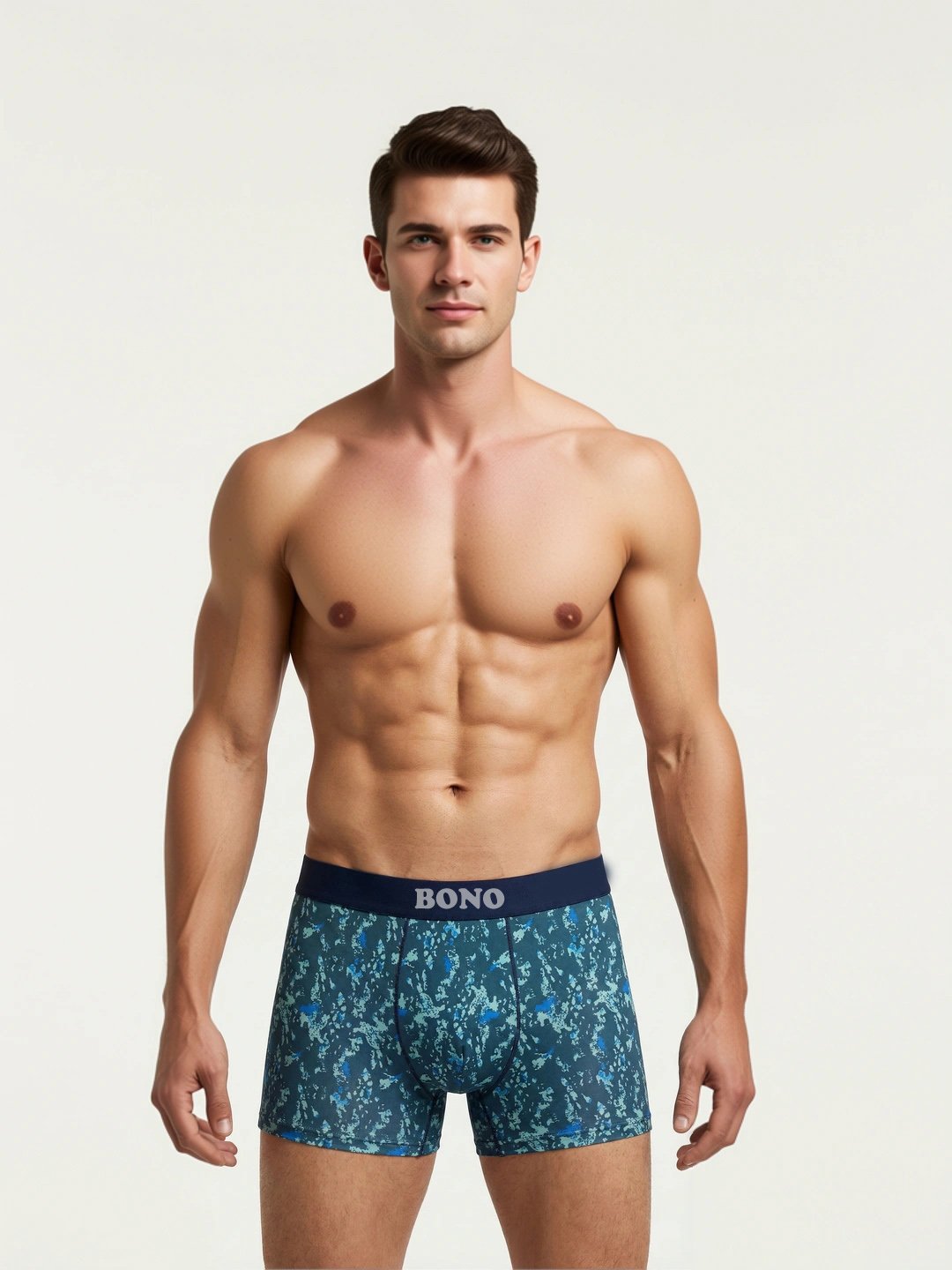 BONO Men's Regular Fit Printed Anti-Bacterial Moisture Wicking Nylon Stretchable Waistband Printed Trunk - Image 5
