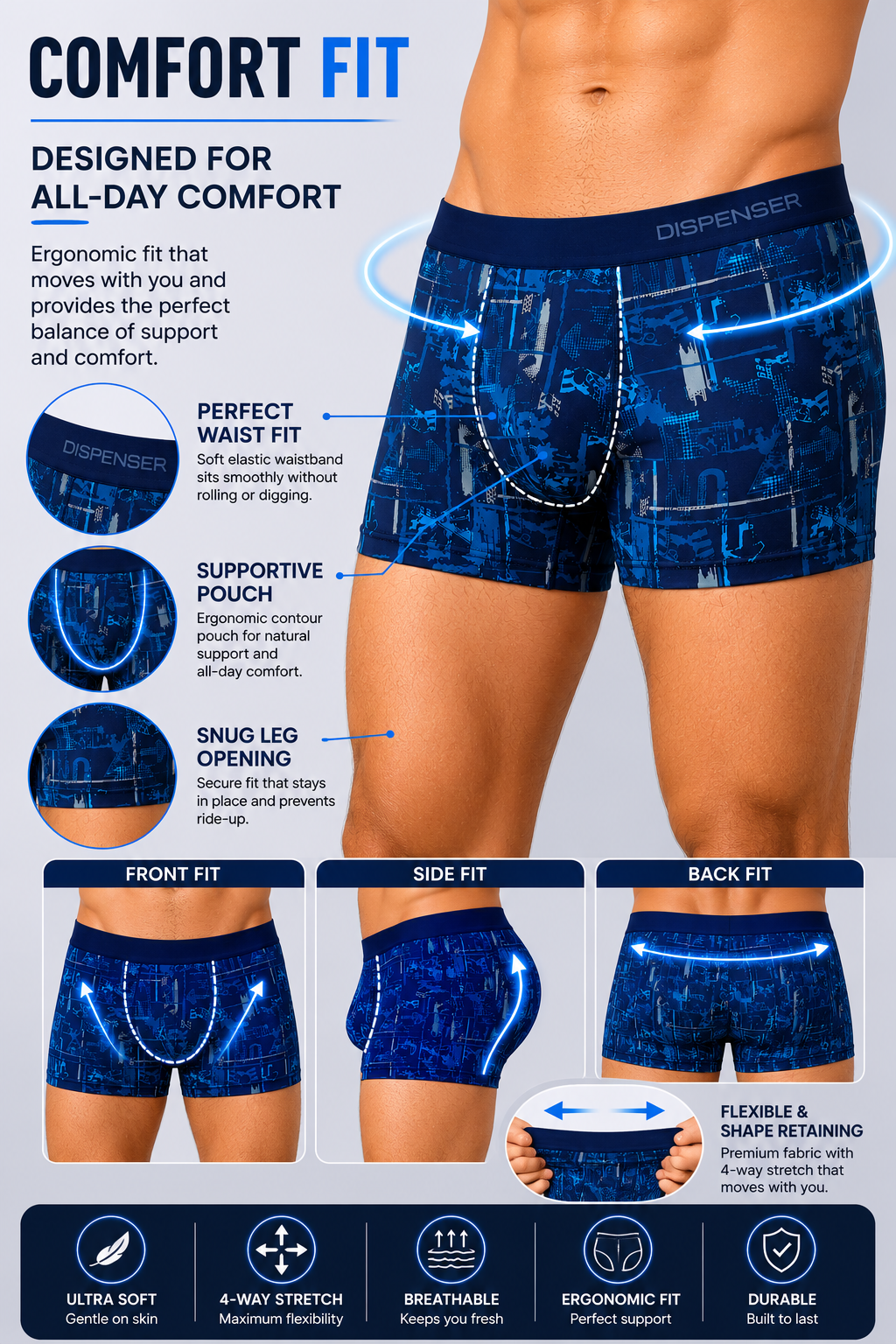 Dispenser Pack of 2 Cotton Assorted Printed Trunks - Image 7