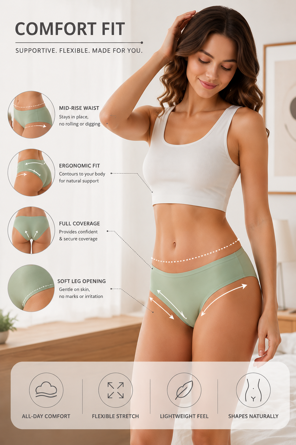 Women's High-Rise Basic Brief Panty – Soft Stretch, Full Coverag - Image 2
