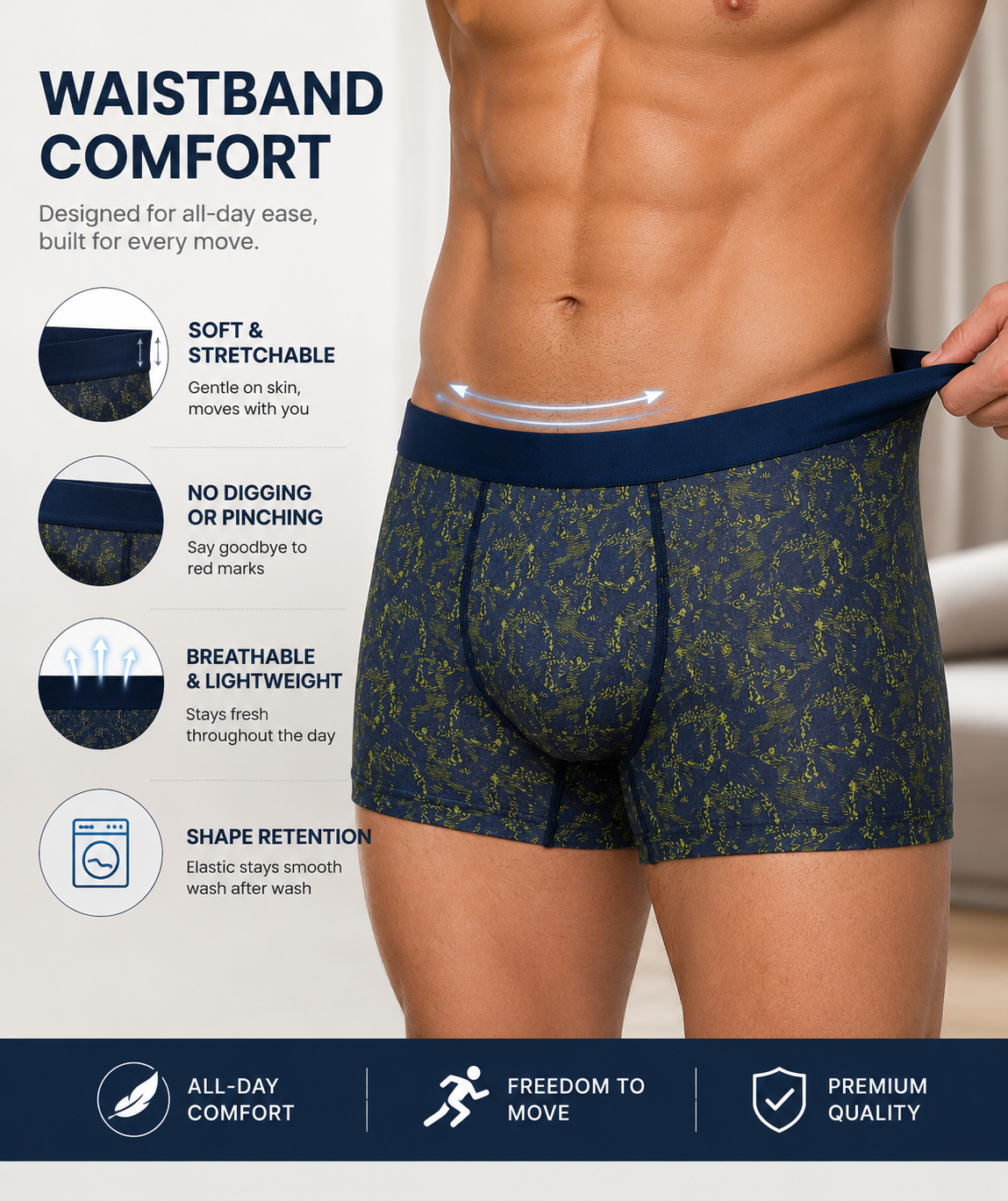 Dispenser Pack of 2 Men Printed Cotton Stretch Trunks Soft Comfortable Innerwear - Image 6